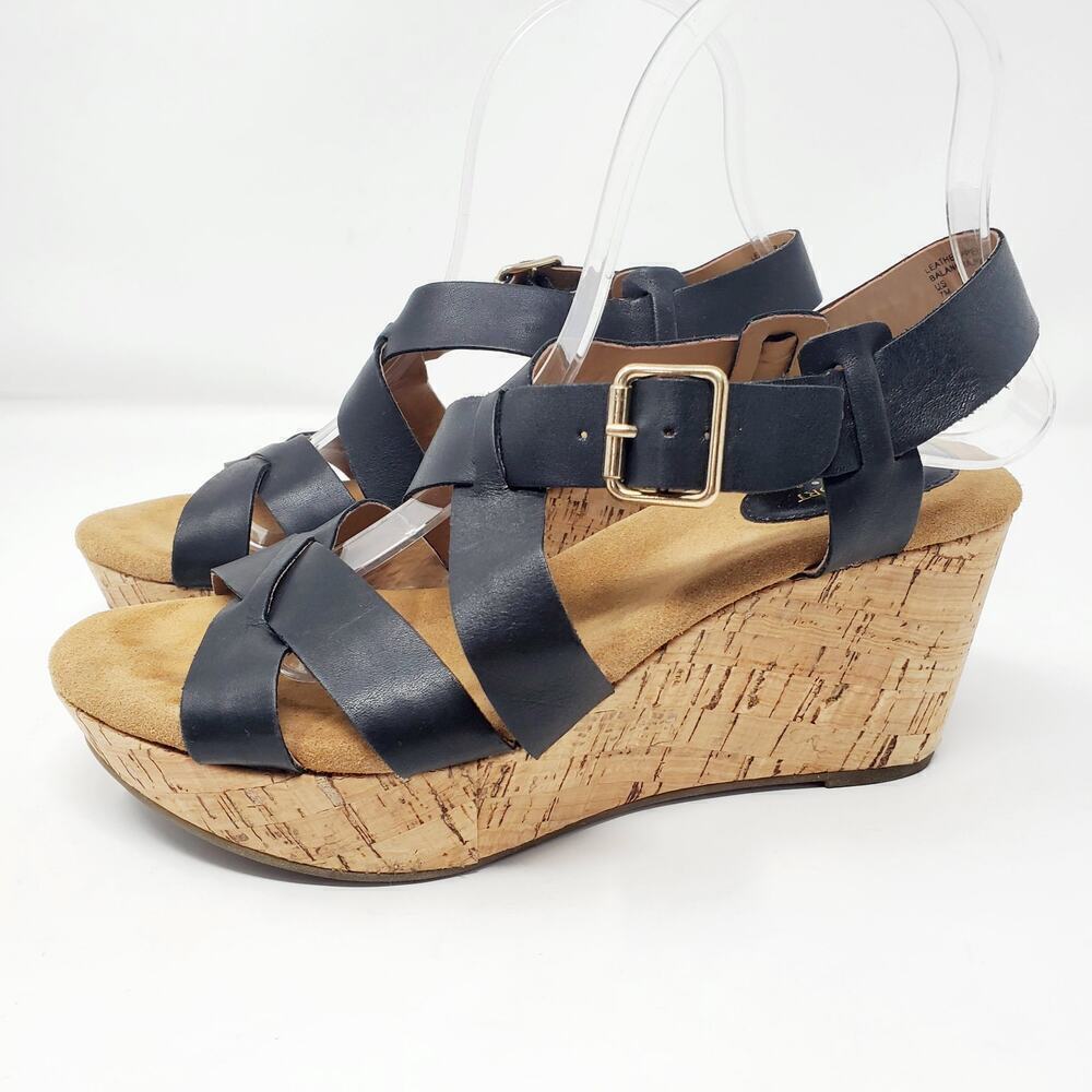 I Love Comfort Memo Tech Black Open-Toe Wedge SIZE 7